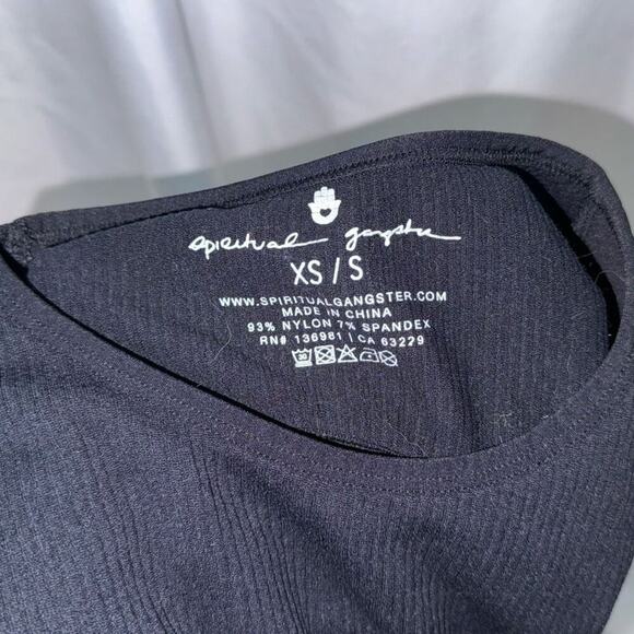 Spiritual Gangster long sleeve ribbed open back black crop tank top | Sz XS/S - Picture 4 of 4